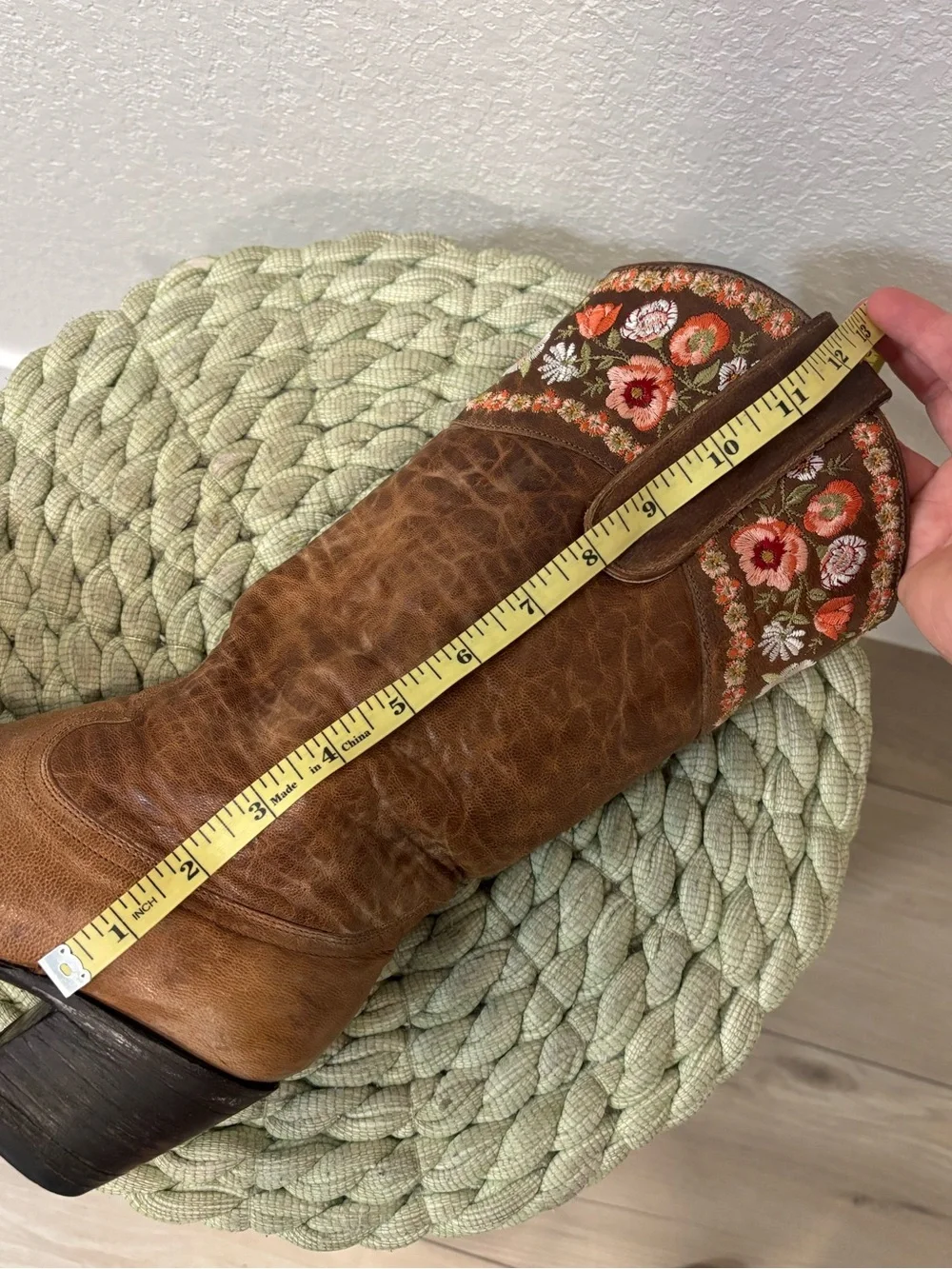 Old Gringo Pink/White Floral  Embroidered Brown Leather Cowboy Boots